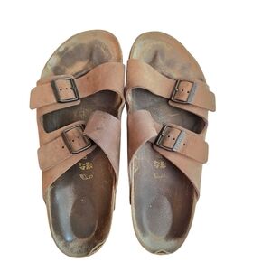 Birkenstock Arizona Sandals 14/47 Brown  Oiled Leather Buckle Camping Outdoors